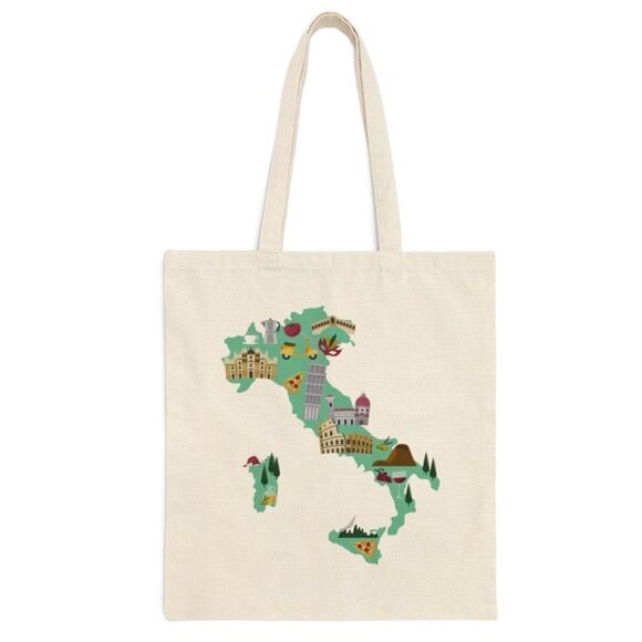Italy Map Canvas Tote Bag - Picture 1 of 7